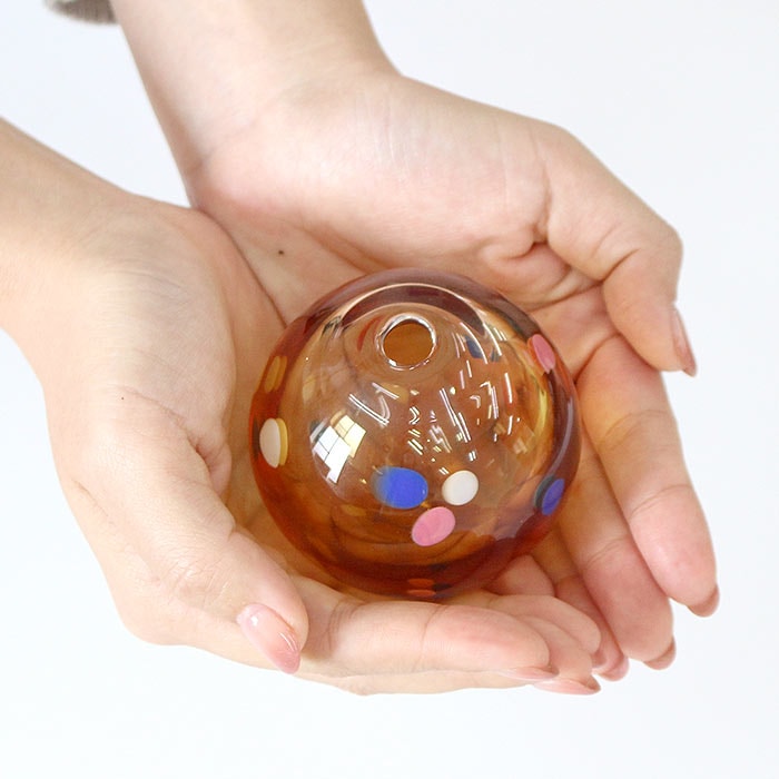 一輪挿し 花瓶 フラワーベース ガラス 津軽びいどろ 色手鞠 おしゃれ