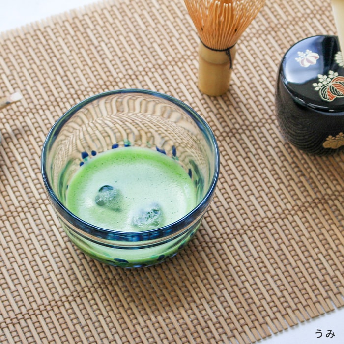 美品 ガラス 茶碗 抹茶椀 茶道具 工芸ガラス ガラスオブジェ 茶道具 抹茶茶碗 ガラス 松ヶ岡ガラス わかくさ抹茶碗（W-620