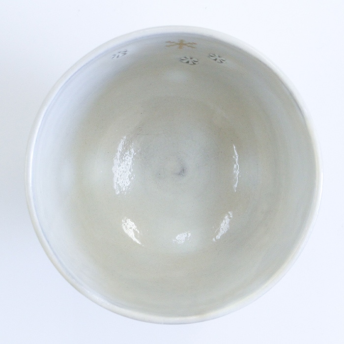 茶道具 抹茶茶碗 清和窯 粉引 雪花