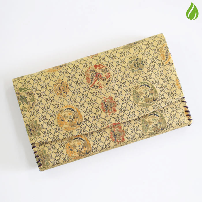 井伊家伝来 龍花模様 帛紗　雲菱格子龍鳳文　茶道　共箱 茶器/茶道具 古帛紗】 正絹 井伊家伝来裂 雲菱格子龍鳳文 （古服