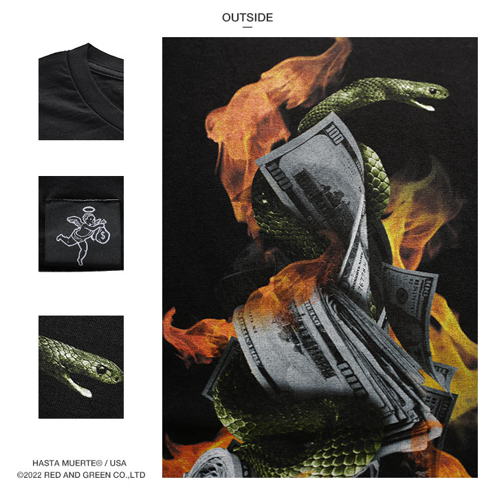 HASTA MUERTE Tシャツ 半袖 メンズ 黒 大きいサイズ オーバー