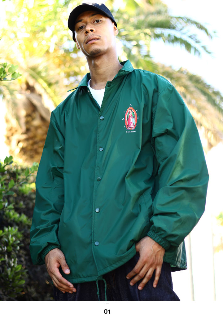 ACEFLAG アウター 長袖 コーチジャケット ブルゾン メンズ 緑/黒