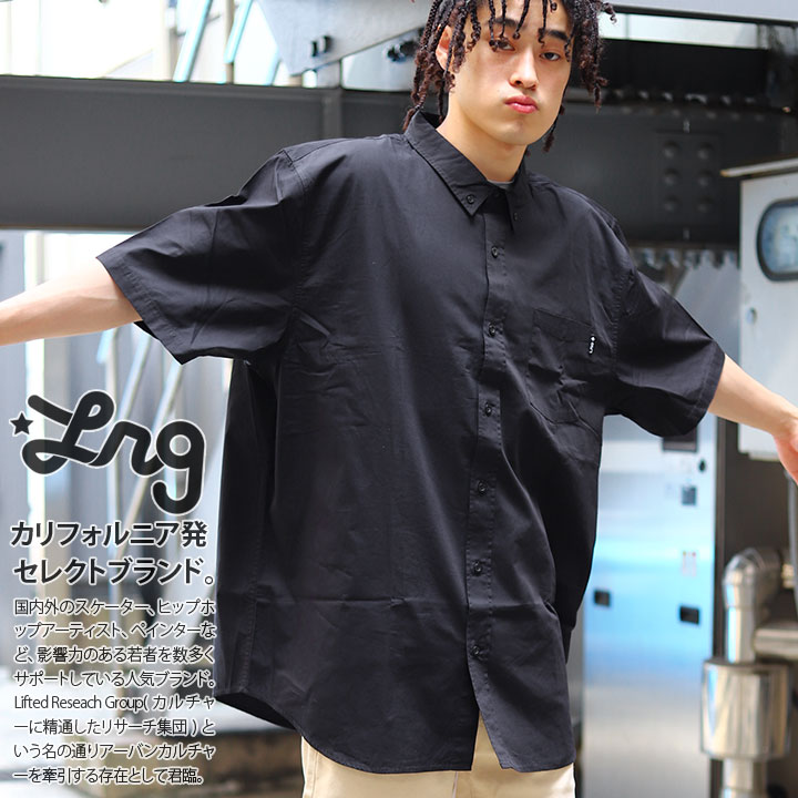 LRG 半袖シャツ メンズ レディース 春夏用 黒/赤 大きいサイズ