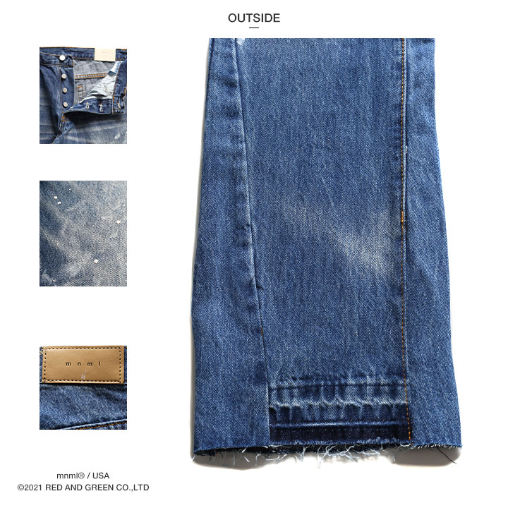 mnml デニム ジーンズ メンズ 春夏秋冬用 インディゴブルー ミニマル