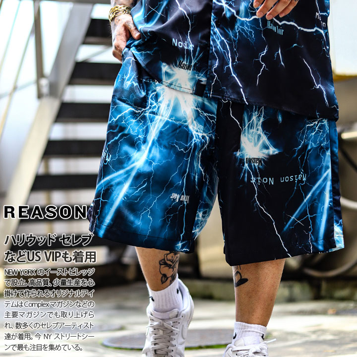 REASON ハーフパンツ ナイロン メンズ レディース 春夏用 黒 リーズン 