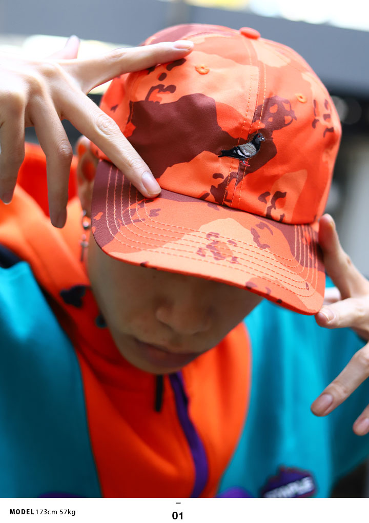 STAPLE キャップ メンズ レディース 春夏秋冬用 オレンジ/グレー