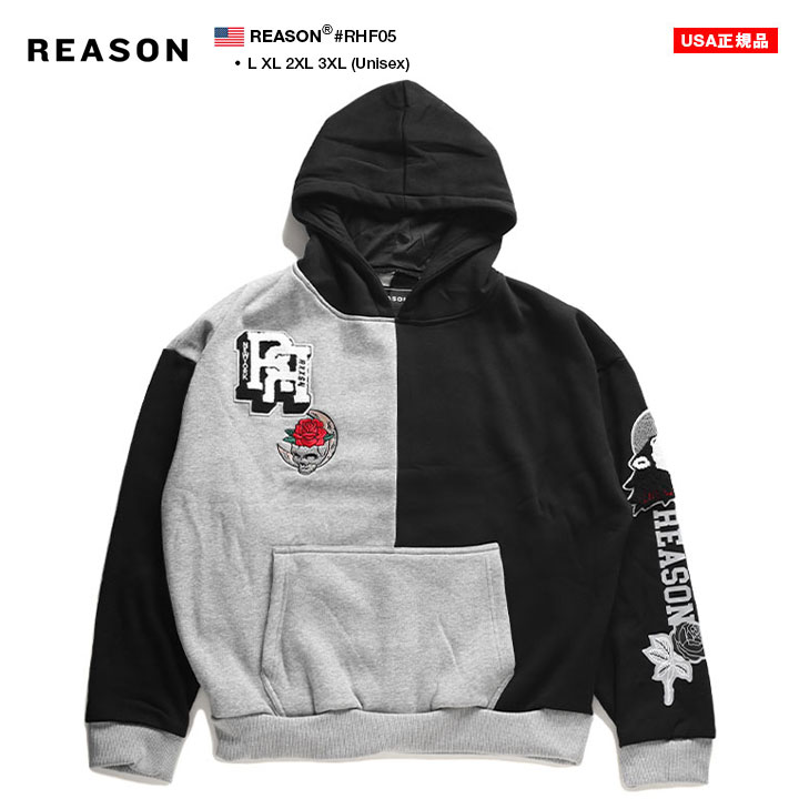 REASON パーカー ブランド スケボー 長袖 スウェット 裏起毛 メンズ 黒 