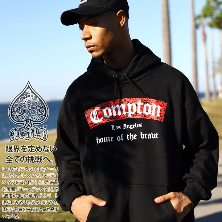 入手困難 エースフラッグ ACEFLAG パーカー スウェット Compton ACEFLAG パーカー ブランド スケボー 長袖 スウェット 裏パイル