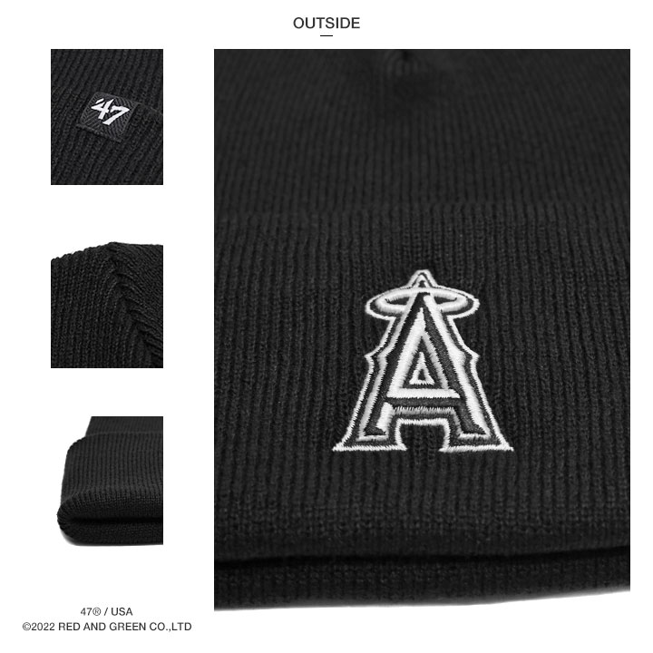 47 ニットキャップ ニット帽 ビーニー 帽子 メンズ 春夏秋冬用 黒 MLB