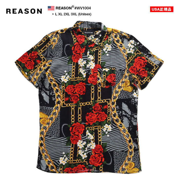 REASON 半袖シャツ メンズ 黒 大きいサイズ リーズン シャツ