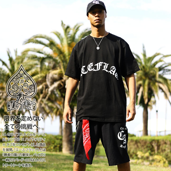 入手困難 即納 エースフラッグ ACEFLAG セットアップ 半袖 大麻 ACE FLAG 上下セット 半袖 ブランド Tシャツ ハーフパンツ 上下
