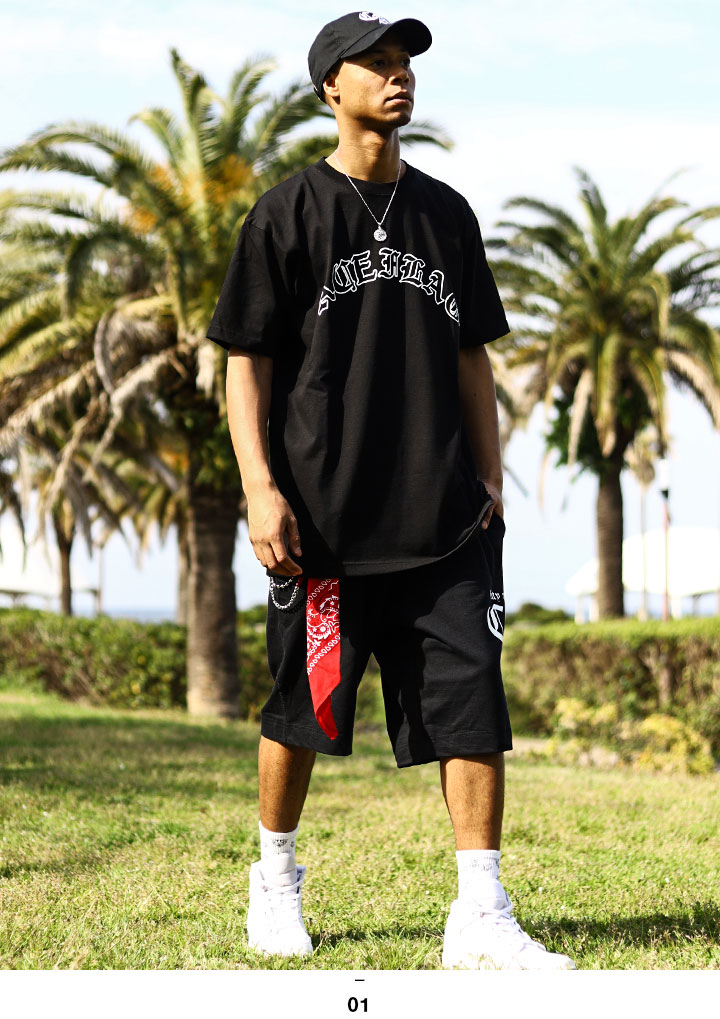 ZaZa　メンズパンプ Lブラック　グラントイーワンズ 半袖 ACE FLAG 上下セット 半袖 Tシャツ ハーフパンツ 上下 メンズ 黒