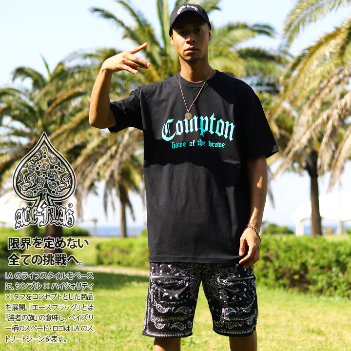 ACE FLAG 上下セット 半袖 Tシャツ ハーフパンツ 上下 メンズ 黒