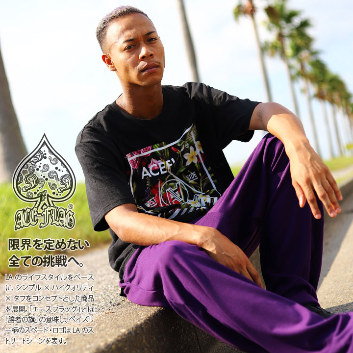 ACE FLAG 上下セット 半袖 Tシャツ スウェットパンツ メンズ 黒 大きい
