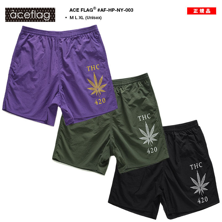 ACEFLAG ハーフパンツ ナイロン 半ズボン 短パン メンズ 全3色