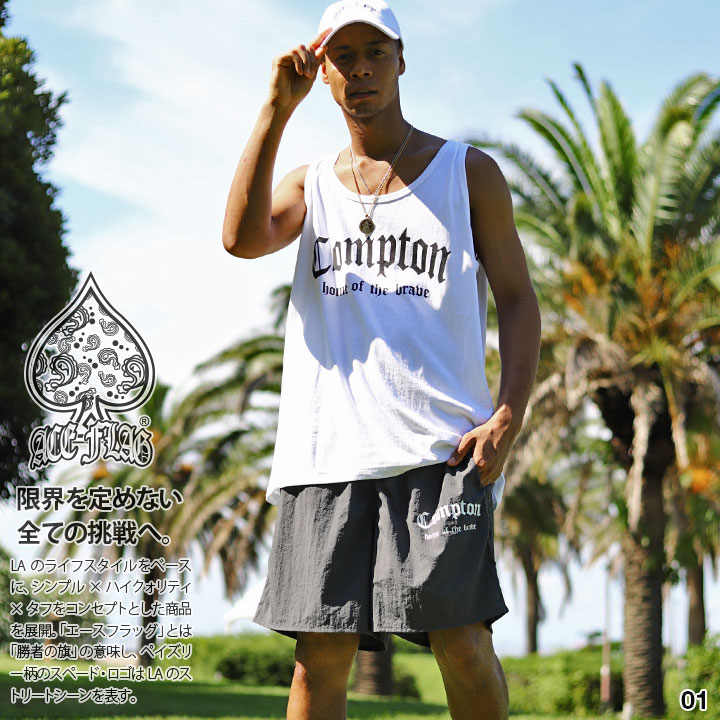入手困難 エースフラッグ ACEFLAG セットアップ タンク Compton 楽天市場】【54%OFF】ACEFLAG 上下セット ノースリーブ ハーフ