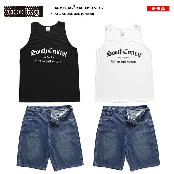 ACE FLAG 上下セット ノースリーブ デニム ハーフパンツ メンズ 夏 黒