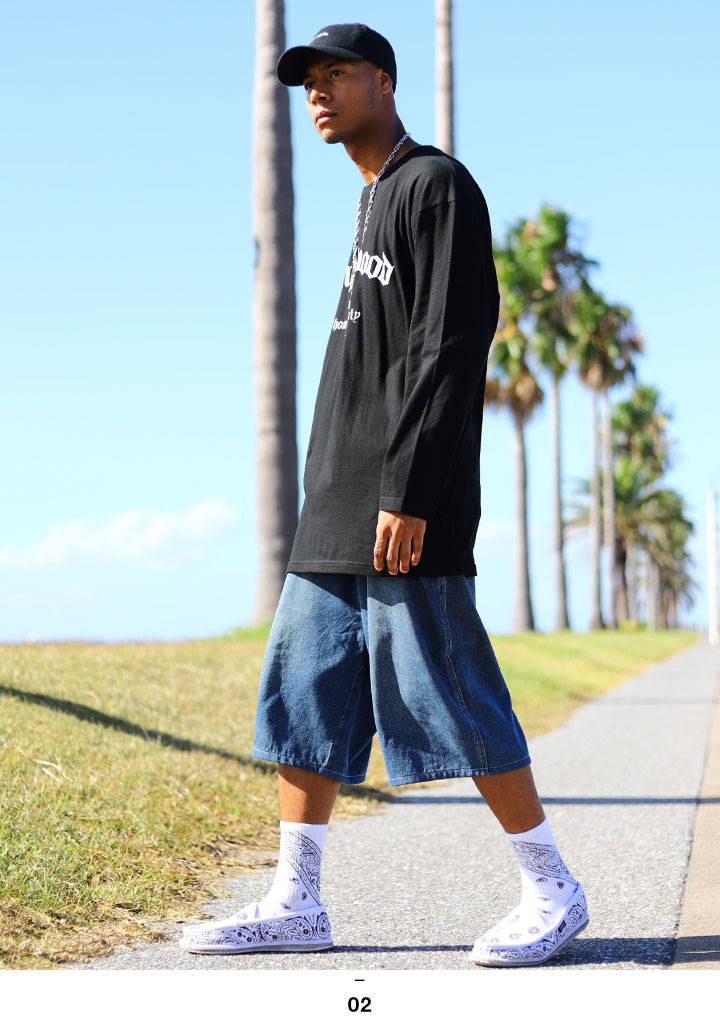 ACE FLAG 上下セット 長袖 ロンT デニム ハーフパンツ メンズ 大きい