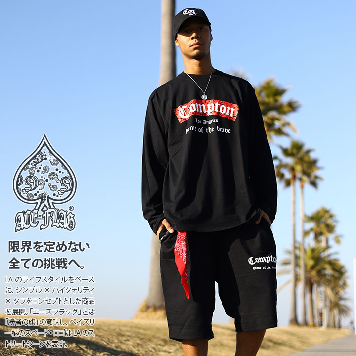 【CROWN】レッドブル　パーカーロングパンツ&Tシャツハーフパンツ　M ACE FLAG 上下セット 長袖 ロンT スウェット ハーフパンツ メンズ 黒
