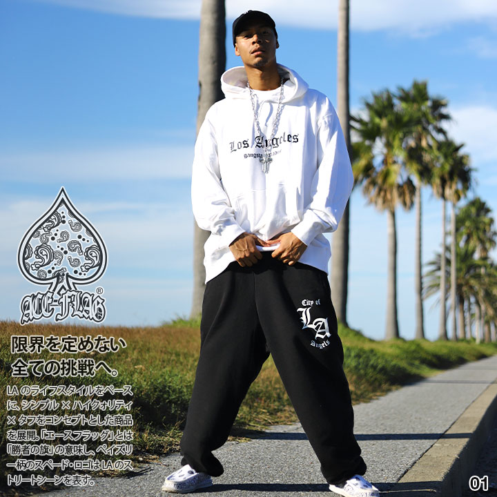ACE FLAG 上下セット 長袖 ブランド スケボー メンズ 春秋冬用 白/黒