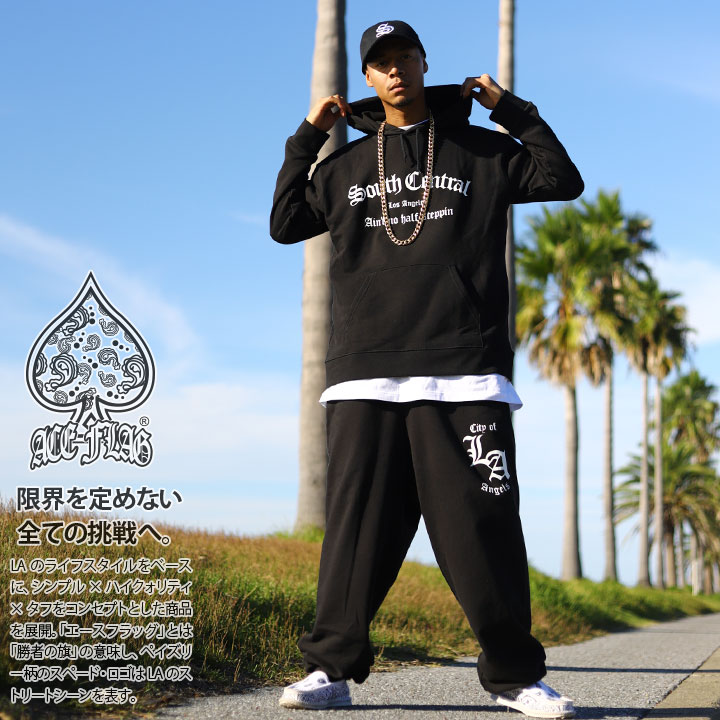 ACE FLAG 上下セット 長袖 ブランド スケボー メンズ 春秋冬用 黒