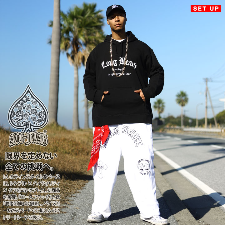 値下げ！、ACE ANDRARE MAKUA BEACH 上下セット ホワイト ACE FLAG 上下セット 長袖 ブランド メンズ 黒 大きいサイズ エース