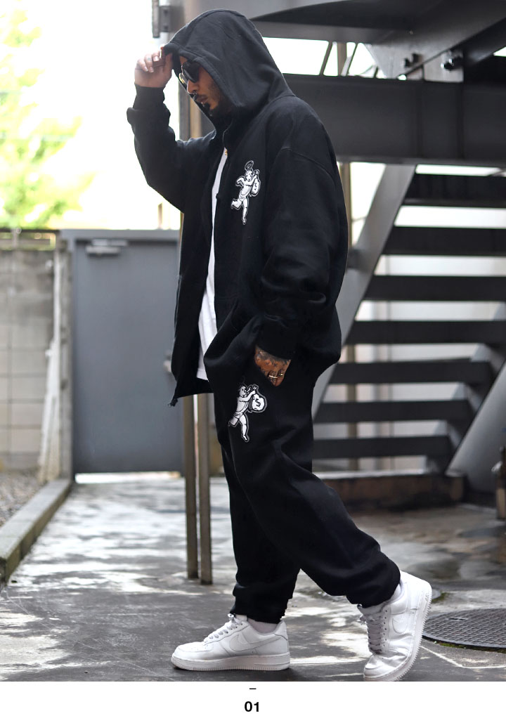 HASTA MUERTE 上下セット 長袖 ブランド メンズ 春秋冬用 黒 大きい