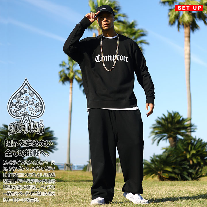 ACE FLAG 上下セット 長袖 スケボー メンズ 黒 大きいサイズ エース