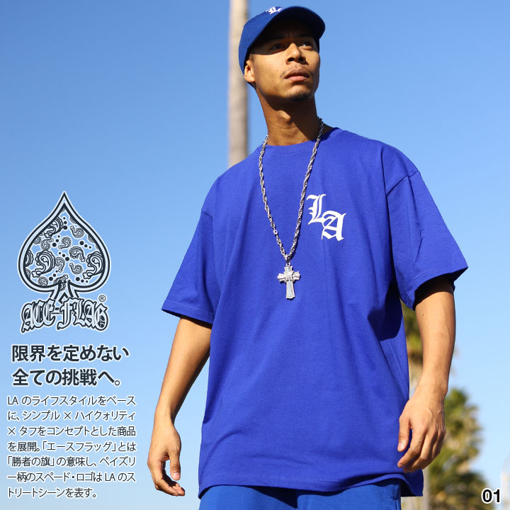 ACE FLAG Tシャツ 半袖 メンズ 春夏用 青/白/黒 大きいサイズ エース 