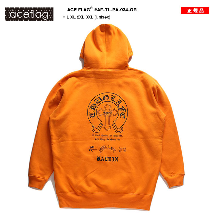 PAオレンジ ACE FLAG パーカー ブランド フーディ 長袖 スウェット 裏起毛
