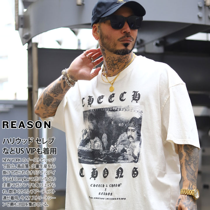 REASON × Cheech & Chong Tシャツ 半袖 メンズ 春夏用 オフホワイト