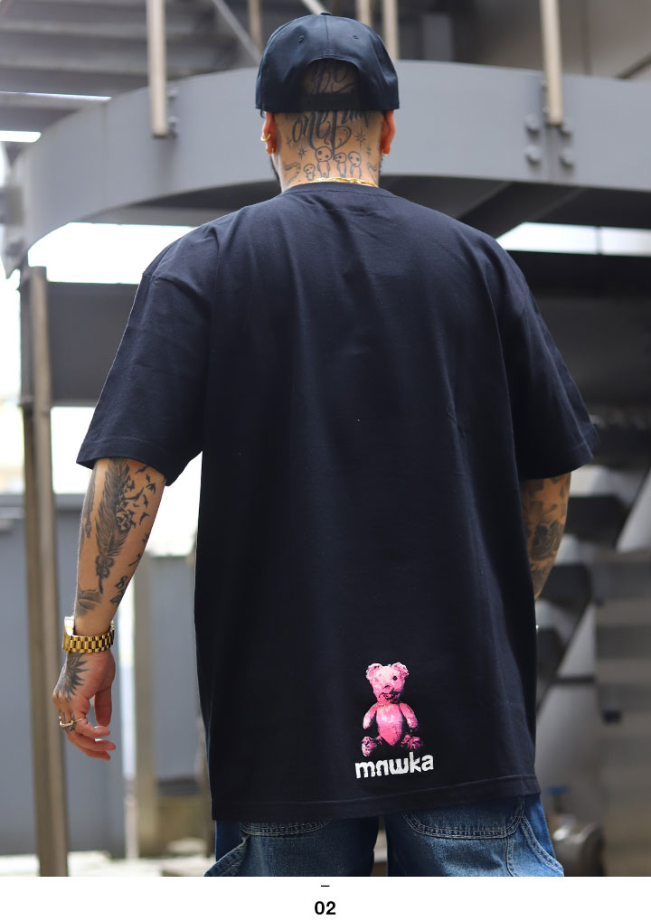MISHKA Tシャツ 半袖 メンズ 春夏用 白/黒 大きいサイズ ミシカ