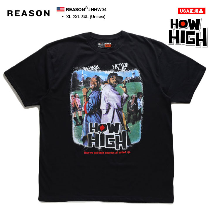レッドマン　メソッドマンHOW HIGH Tシャツ ビーバッドボーイズ　ウータン REASON × HOW HIGH Tシャツ 半袖 メンズ 春夏用 黒 大きいサイズ
