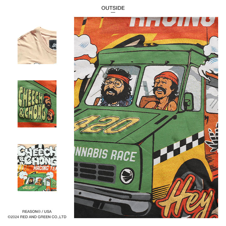 REASON × Cheech & Chong Tシャツ 半袖 メンズ 春夏用 カーキ