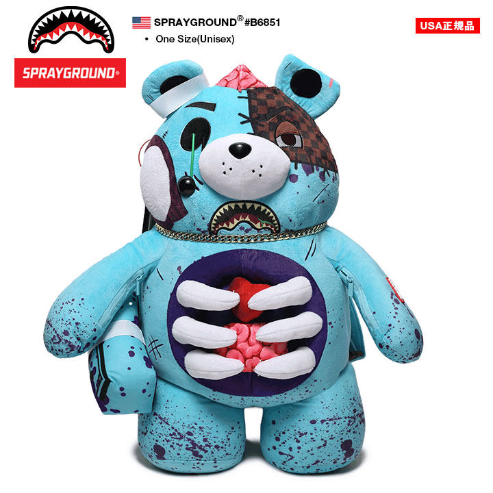 Sprayground キャラクターリュック　正規品 SPRAY GROUND ぬいぐるみ バッグ かわいい 熊 リュック ゾンビ ホラー