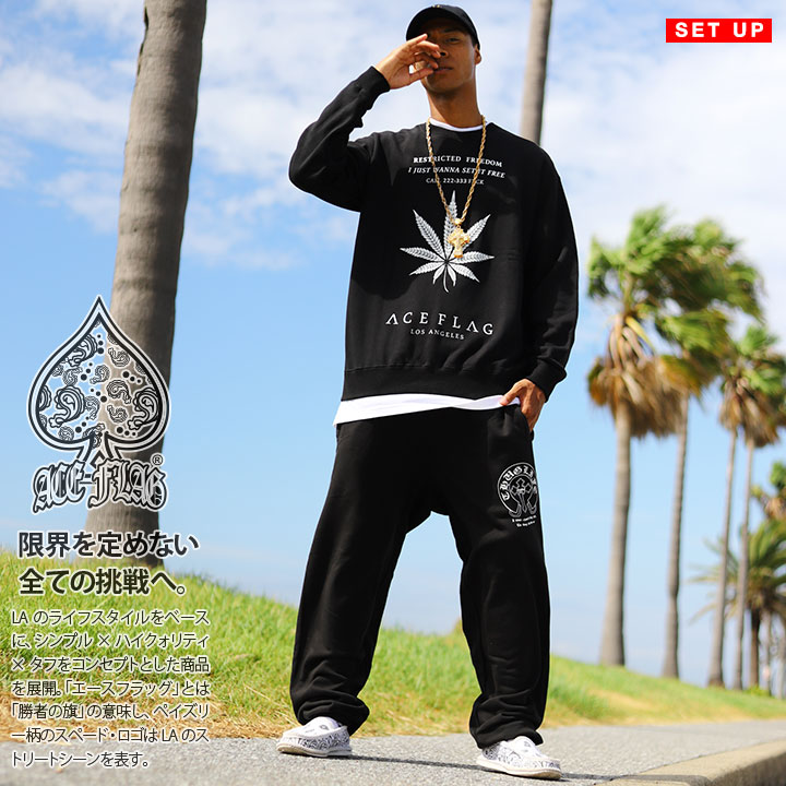ACE FLAG 上下セット 長袖 ブランド メンズ 春秋冬用 黒 大きいサイズ