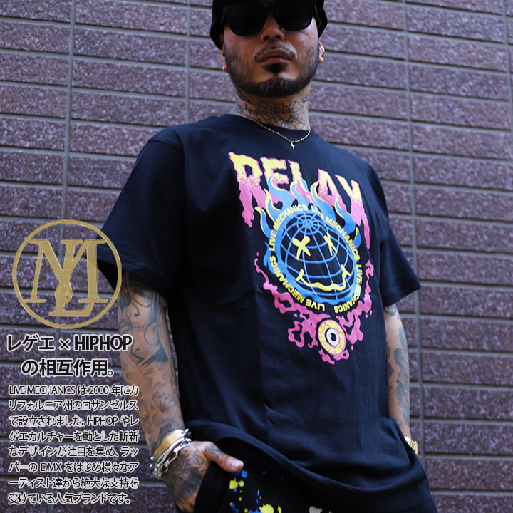 入手困難 送料無料 ライブメカニクス LIVE MECHANICS Tシャツ LIVE MECHANICS Tシャツ 半袖 メンズ 春夏用 黒 大きいサイズ