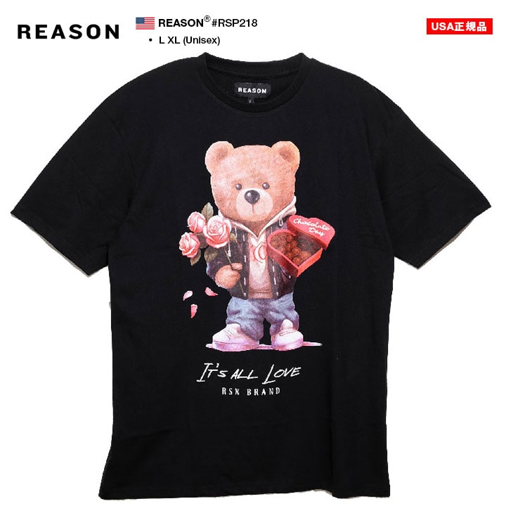 入手困難 即納 メール便送料込リーズン REASON Tシャツ 熊 REASON Tシャツ 半袖 メンズ 春夏用 黒 大きいサイズ リーズン