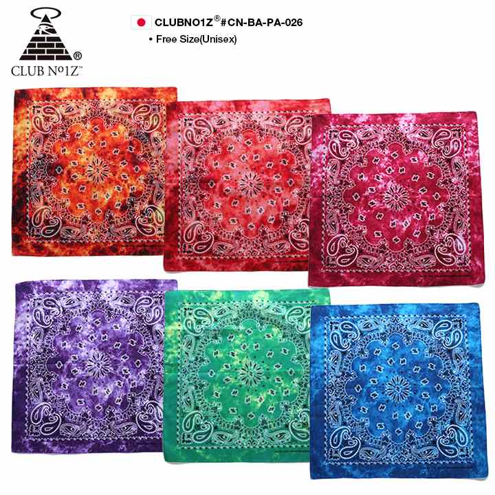 CLUB NO1Z バンダナ 大判 メンズ レディース 全6色 大きいサイズ