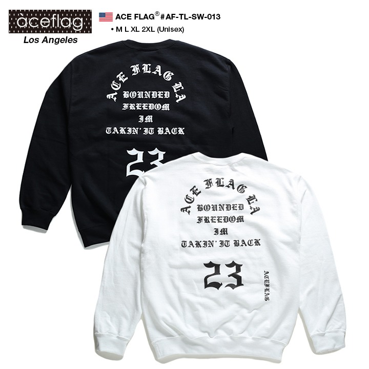 B系 ヒップホップ ストリート系 ファッション 服 メンズ レディース スウェット Af Tl Sw 013 エースフラッグ Aceflag Pablo パブロ 長袖 トレーナー ビッグシルエット オールドイングリッシュフォント Xl 2l Ll 2xl 3l Xxl 大きいサイズ 正規品 6 ギフト 本格派大人