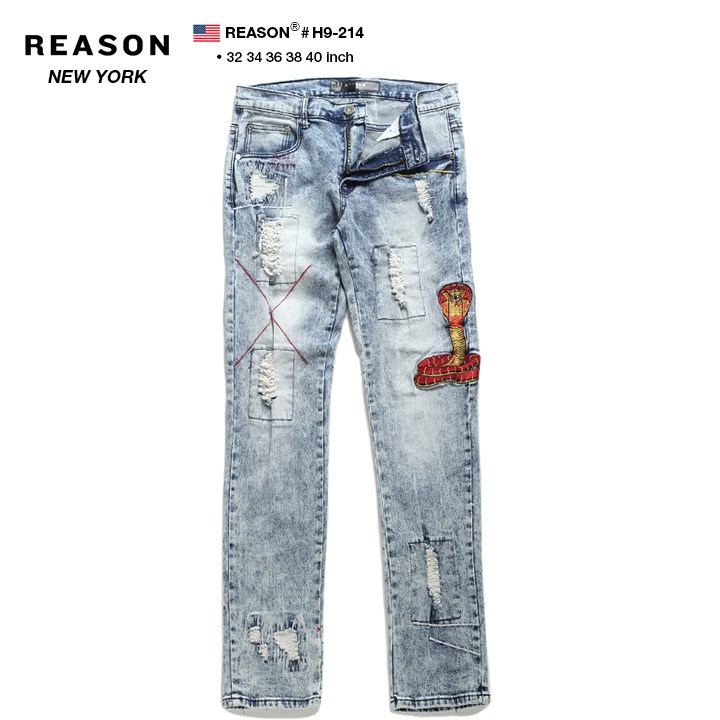 メンズ REASON NEW YORK デニムパンツ パッチワーク