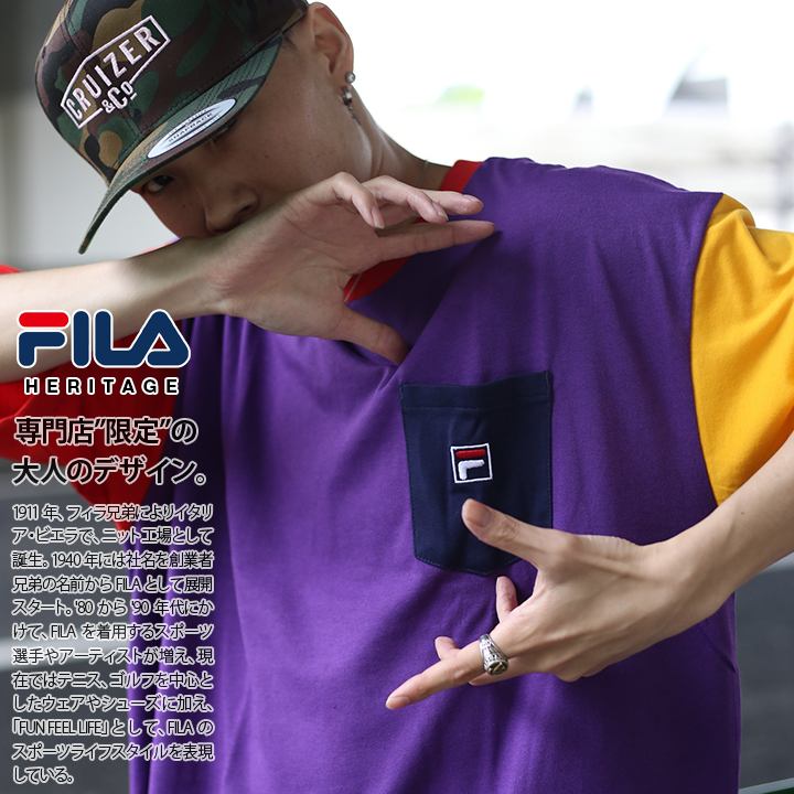 FILA heritage T����� Ⱦµ ��� ��ǥ����� �ղ��� ��2�� �礭�������� �ӥå����륨�å� �ե��� �إ�ơ��� ������� ���ä����� �ݥ��å��դ� ���쥤�������顼 ���� �ɽ� ���� ���ݡ��� ���� b�� HIPHOP ���ȥ꡼�ȷ� �ϥ� �֥��� ��FM9615