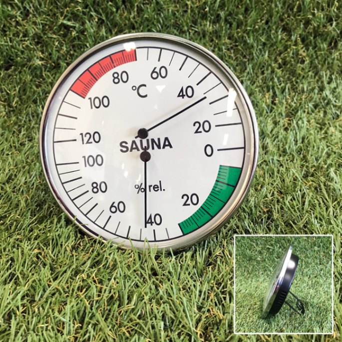 サウナ温度湿度計 スチール AP-057BW | サウナ用品 | | ホンマ製作所