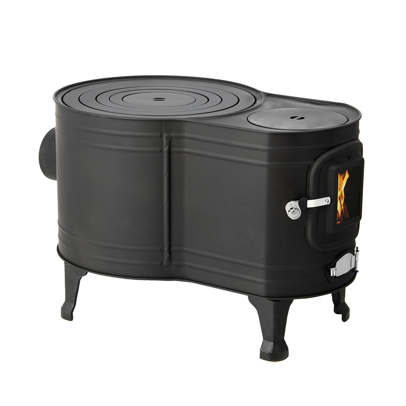 【未使用】ホンマ製作所 ASW-60B 黒耐熱 窓付薪ストーブ 黒耐熱 窓付時計型薪ストーブ ASW-60B 【煙突径 φ106mm】 | 鉄板