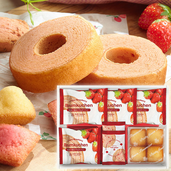 【大幅お値下げ中】焼き菓子まとめ売り　バウムクーヘン　苺ケーキ他 千寿堂 お菓子 ギフト「あまおう苺バウムクーヘン＆プチフィナンシェ