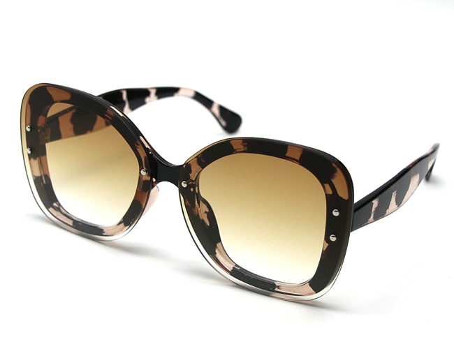 スクエアグラデーションサングラス｜レオパードブラウン 3905