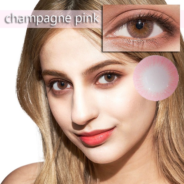 シャンパンピンク CHAMPAGNE PINK｜1年/～－8.00｜フチなしラメカラコン