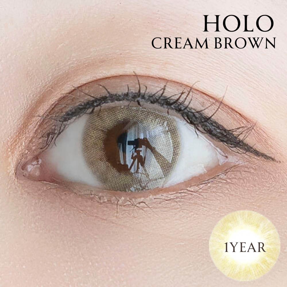ホロクリームブラウン HOLO CREAM BROWN｜フチなしシンプルなベージュカラコン｜１年/～-8.00