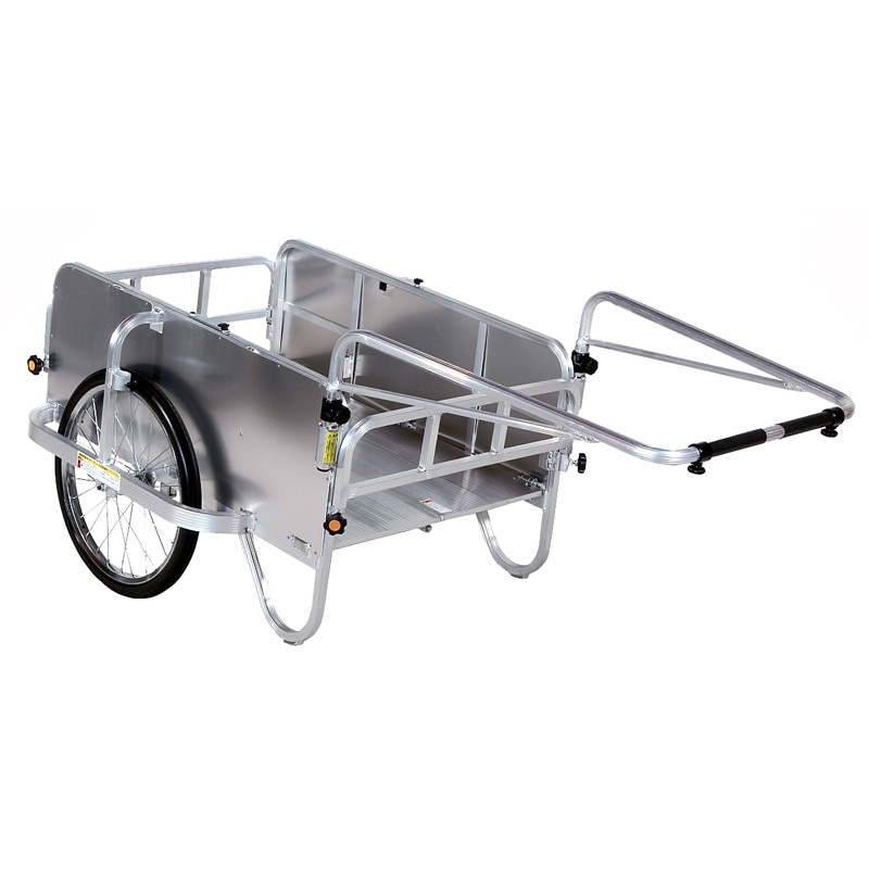 ハラックス コンパック アルミ製 折り畳み式リヤカー 側面アルミパネル付 HC-906NA ノーパンクタイヤ