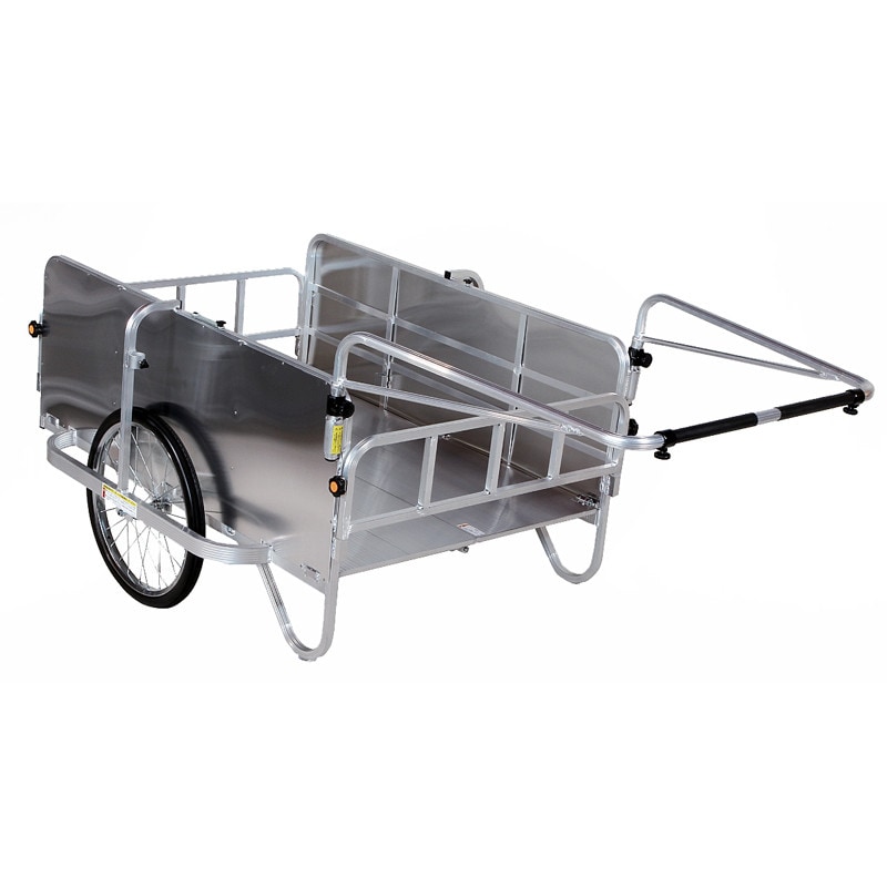 ハラックス コンパック アルミ製 折り畳み式リヤカー 側面アルミパネル付 HC-1208A エアータイヤ